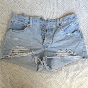 Levi's Light Blue Distressed Jean Shorts